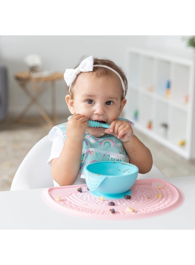 Bumkins Baby Silicone Sensory Placemat, for Babies and Toddlers, Suction Mat for Restaurants, Stick On High Chairs and Tables, Eating Finger Foods, Baby Led Weaning Essentials, Ages 6 Months Up, Pink - Image 2