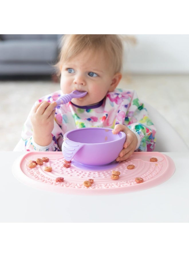 Bumkins Baby Silicone Sensory Placemat, for Babies and Toddlers, Suction Mat for Restaurants, Stick On High Chairs and Tables, Eating Finger Foods, Baby Led Weaning Essentials, Ages 6 Months Up, Pink - Image 3