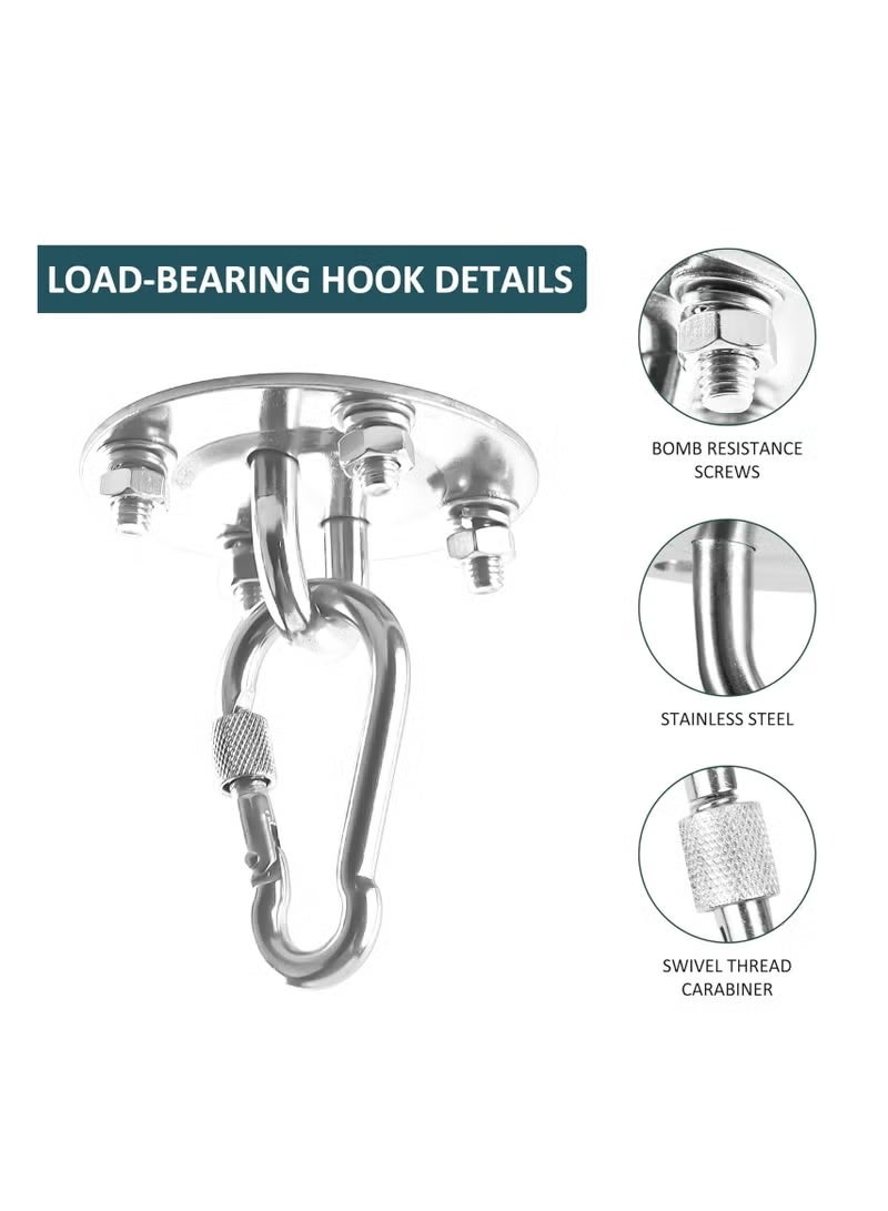 2 Pieces Heavy Duty Swing Hangers Ceiling Hooks Set with 400 kg Capacity, Stainless Steel Hammock Hook for Hanging, Gym Rings, Yoga, Hammock - Image 4