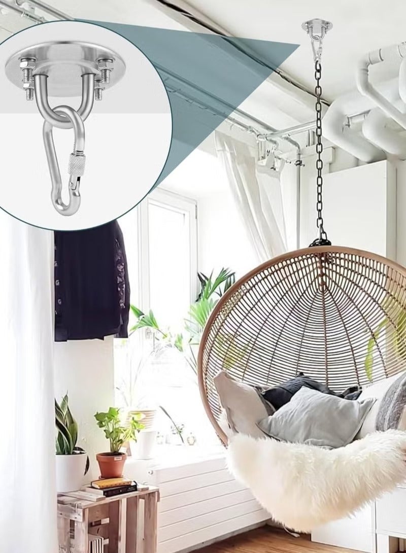 2 Pieces Heavy Duty Swing Hangers Ceiling Hooks Set with 400 kg Capacity, Stainless Steel Hammock Hook for Hanging, Gym Rings, Yoga, Hammock - Image 2