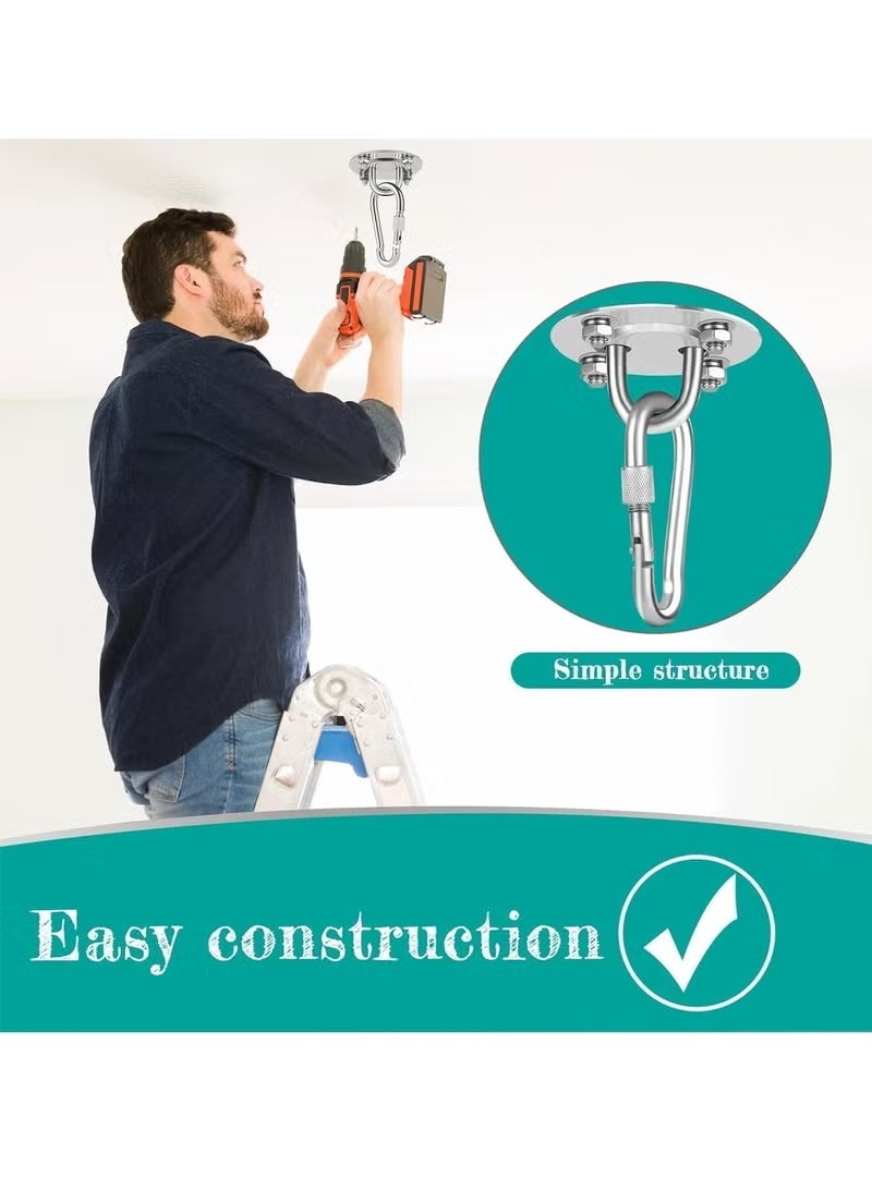 2 Pieces Heavy Duty Swing Hangers Ceiling Hooks Set with 400 kg Capacity, Stainless Steel Hammock Hook for Hanging, Gym Rings, Yoga, Hammock - Image 5