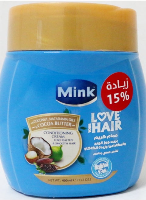 Mink Hair Conditioning Cream With Coconut, Macadamia Oils & Cocoa Butter 400 ml