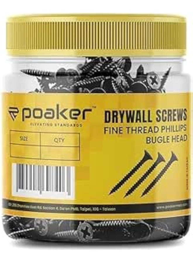 Poaker Poaker Fine Thread Drywall Screws - Suitable For Drywall Or Wallboard To Metal Or Wood Studs And Joists (8Mm, 3/4 Inch (100Pcs)) - Image 1