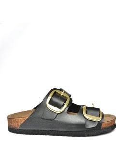 Fox Shoes P777517409 Black Double-Striped Women's Slippers  - Image 4
