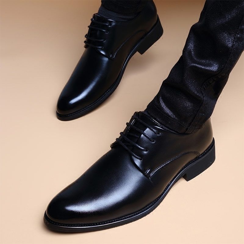 Soft Leather British Men''s Shoes with Inner Heightening Men''s Pointed Toe Black Business Formal Casual Leather Shoes Men''s Groom''s Wedding Shoes - Image 4