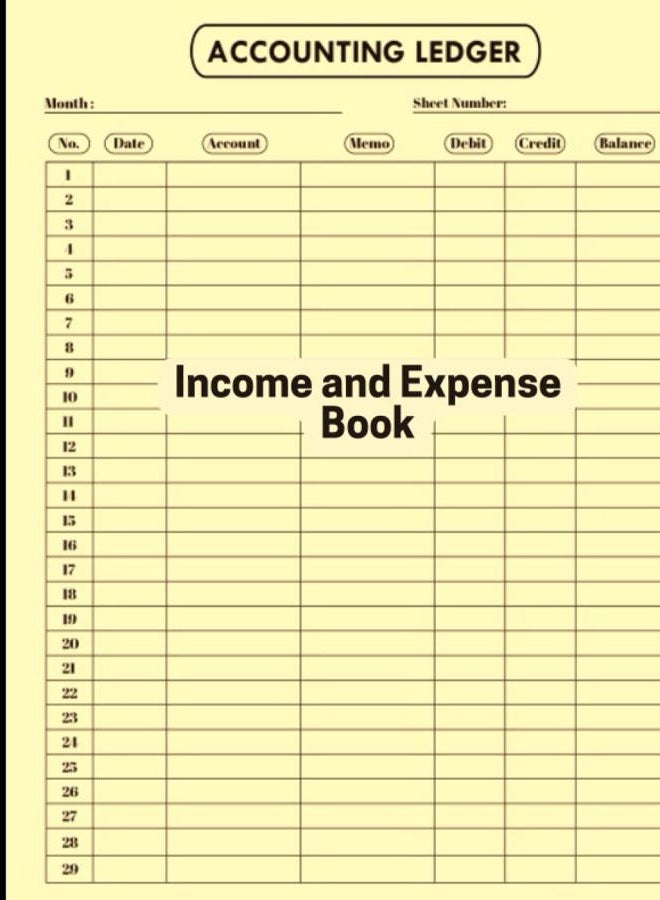 Accounting Ledger: Income and Expenses Book: Simple Accounting Ledger for Bookkeeping and Small Business Income Expense Account Recorder & Tracker ... | High Quality Yellow Matte Finish Cover