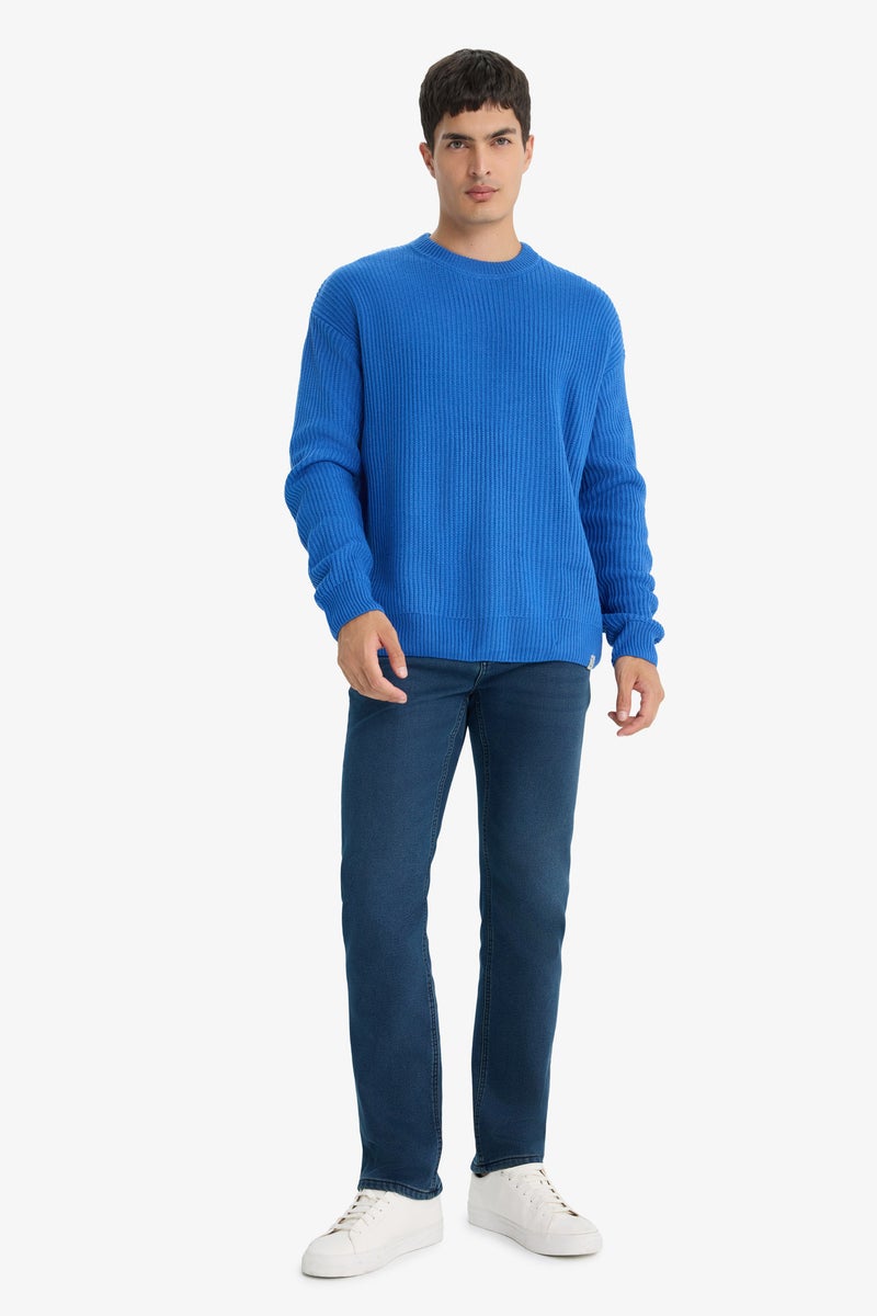 DeFacto Blue Man Oversize Fit Crew Neck Knitwear Pullover Casual - Image 2