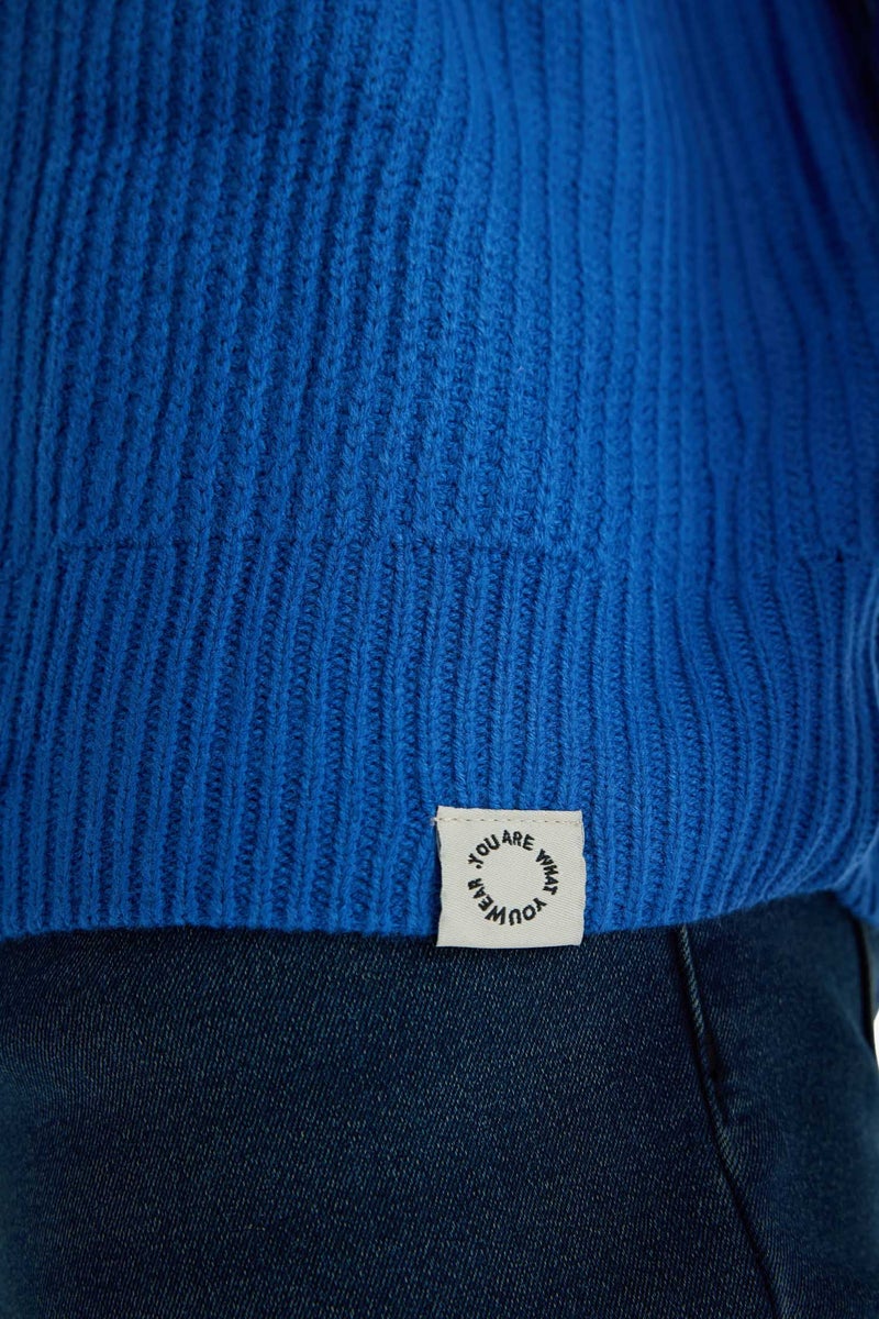 DeFacto Blue Man Oversize Fit Crew Neck Knitwear Pullover Casual - Image 5
