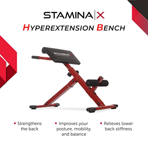 Stamina X Hyperextension Bench - Adjustable and Foldable Roman Chair with Smart Workout App for Home Workout - Up to 250 lbs Weight Capacity - Image 2