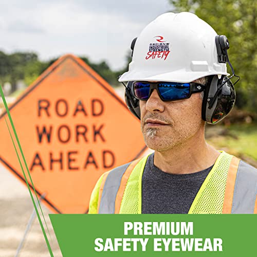 Crossfire نظارات أمان بإطار أسود غير لامع وعدسات زرقاء عاكسة - Image 3