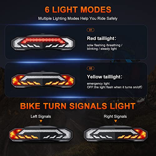 Onvian [Upgraded Remote]ONVIAN Smart Bike Tail Light with Turn Signals, Bike Alarm with Wireless Control Remote, USB Rechargeable Rear Bike Light, IP65 Waterproof Auto ON/Off Bicycle Lights for Night Riding - Image 4