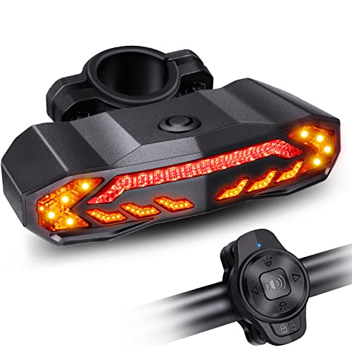 Onvian [Upgraded Remote]ONVIAN Smart Bike Tail Light with Turn Signals, Bike Alarm with Wireless Control Remote, USB Rechargeable Rear Bike Light, IP65 Waterproof Auto ON/Off Bicycle Lights for Night Riding - Image 1