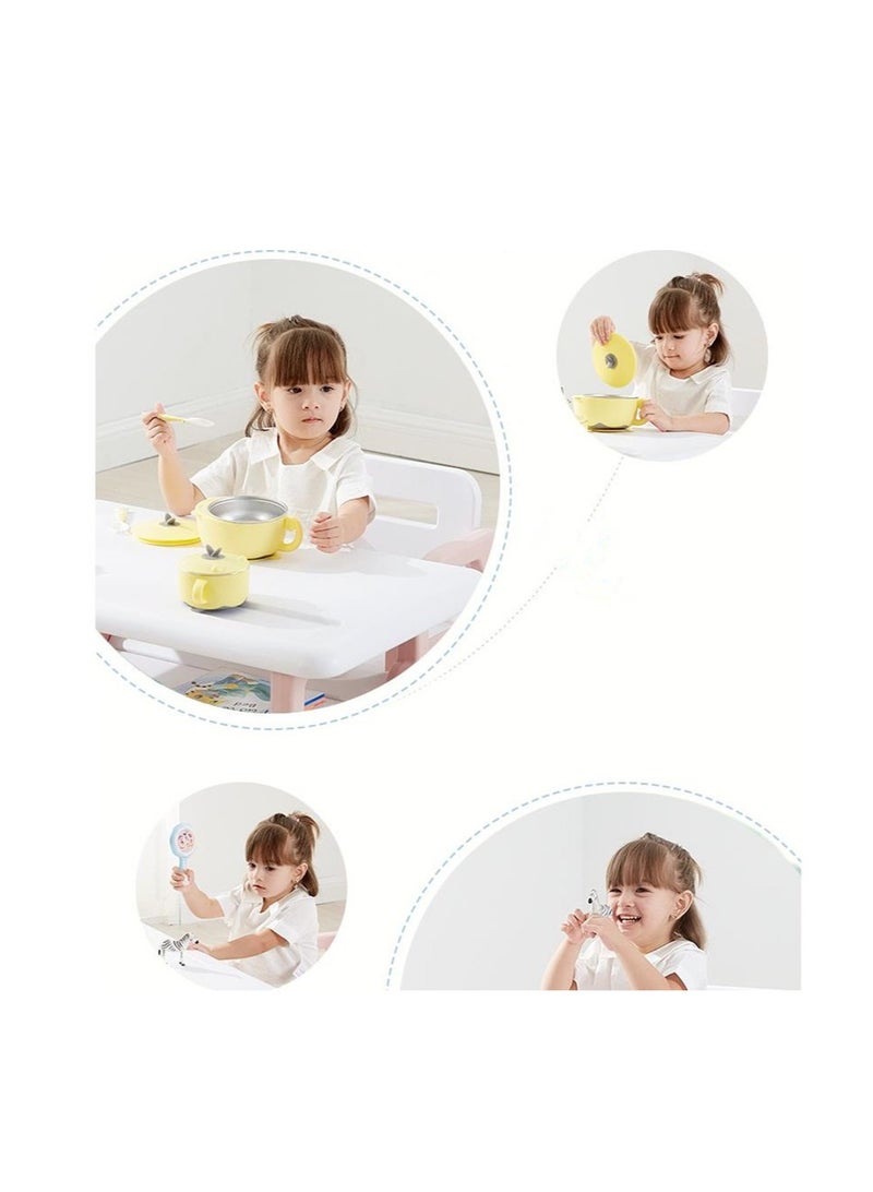 Golden Kids Table and Chair Set Ergonomic Toddler Table and Chair Children Activity table with Storage Space Kindergarten Reading Study Desk Chair for Children's Drawing Writing Reading Games - Image 3