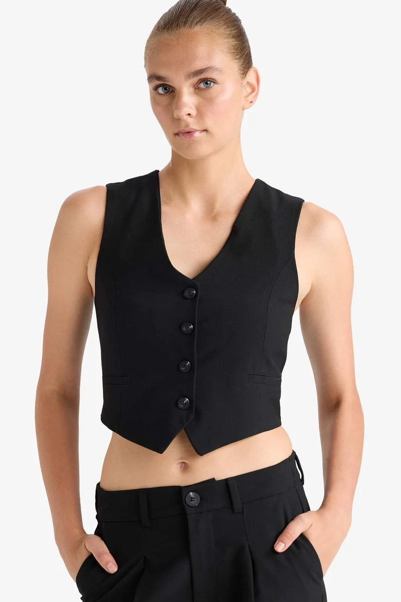 Defacto V-Neck Classic Blazer Vest