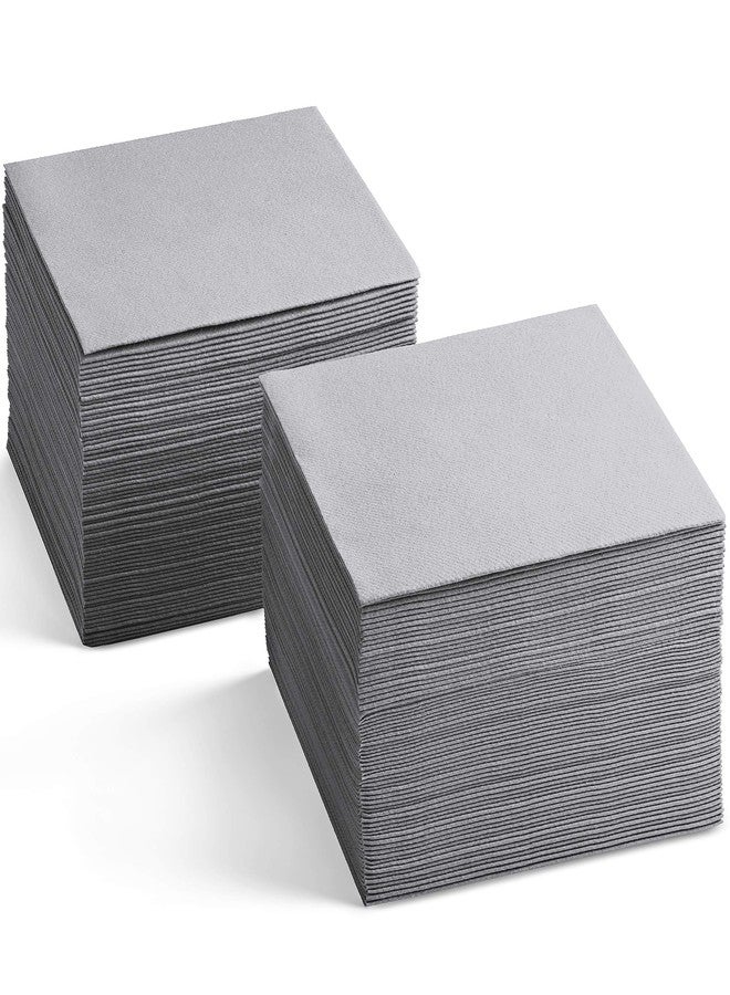 BloominGoods Linen-Feel Cocktail Napkins - Decortive Cloth-Like Gray Dessert And Beverage Napkins - Soft And Absorbent. For Restaurant, Bar, Cafe, Or Event. (Pack of 100) - Image 1