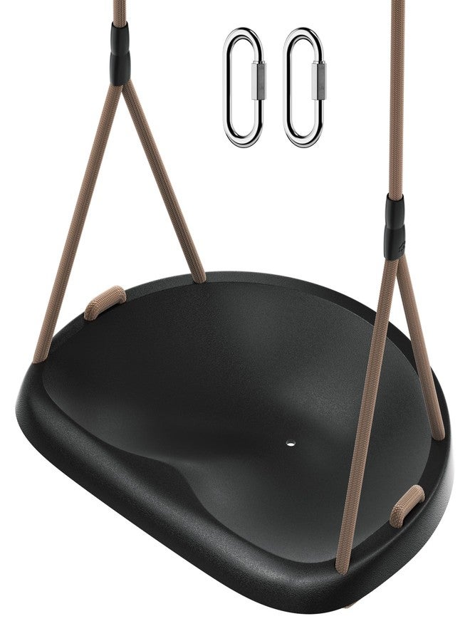 ROPECUBE Black Rope Swing Seat for Adults and Toddler,Heavy Duty Tree Swing with Ergonomic Design,Height Adjustable for Indoor Outdoor Backyard Patio Garden Easy Installation - Image 1