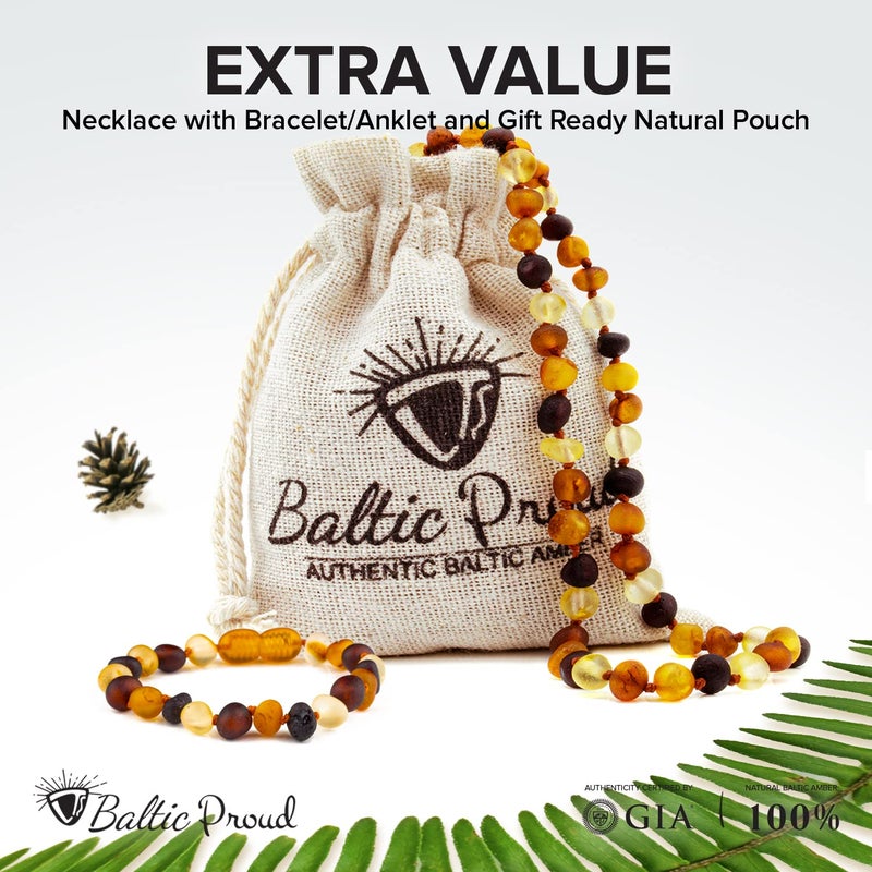 Baltic Proud Raw Amber Necklace and Bracelet Gift Set (Unisex Multi 12.5 Inches/5.5 Inches) - Certified Premium Quality Sea - Image 5