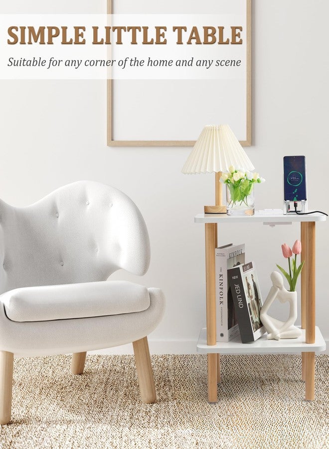 FORAOFUR End Table with Charging Station, End Tables with USB Ports and Outlets, Small Side Table for Living Room, Bedroom & Office, Two-Tier Narrow Side Table, Easy Assembly - Image 5