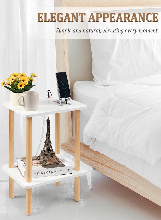 FORAOFUR End Table with Charging Station, End Tables with USB Ports and Outlets, Small Side Table for Living Room, Bedroom & Office, Two-Tier Narrow Side Table, Easy Assembly - Image 2