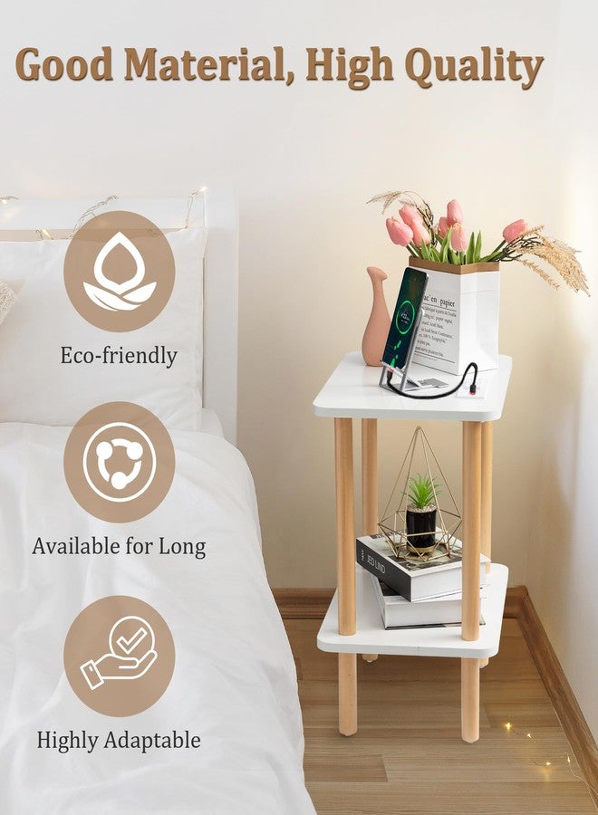 FORAOFUR End Table with Charging Station, End Tables with USB Ports and Outlets, Small Side Table for Living Room, Bedroom & Office, Two-Tier Narrow Side Table, Easy Assembly - Image 3