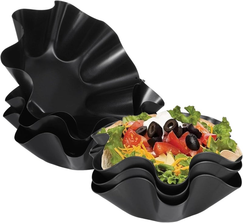 Nonstick Taco Bowl Shell Maker Set Of 6, Includes 3 Octagonal And 3 Hexagonal Molds, Aluminum Alloy, Stackable For Easy Storage - Image 1