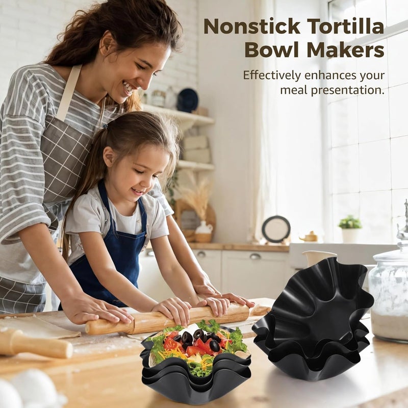 Nonstick Taco Bowl Shell Maker Set Of 6, Includes 3 Octagonal And 3 Hexagonal Molds, Aluminum Alloy, Stackable For Easy Storage - Image 3