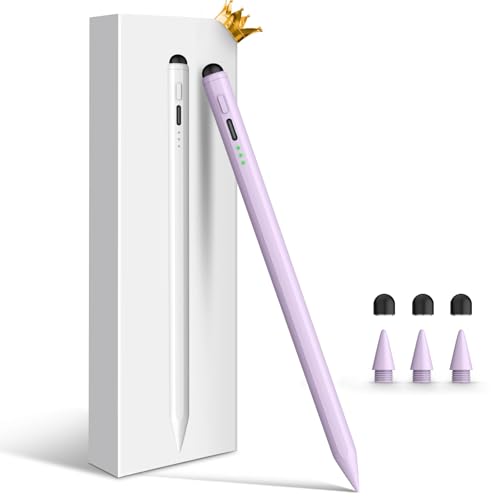 STYLUSHOME Stylus Pen for iPad, Dual-Tip 13 mins Fast Charge Pencil for Apple, Palm Rejection, Tilt Sensitivity, Compatible w/iPad 6/7/8/9/10, Pro 11/12.9in/M4, Air 3/4/5/M2, Mini 5/6 - Purple - Image 1