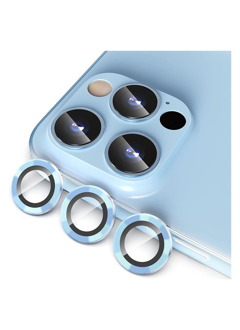 Raxoom Camera Lens Protector for iPhone 13promax Lens Protector Premium HD Tempered Glass Metal Ring Aluminium Alloy Lens Screen Cover Film - Image 1
