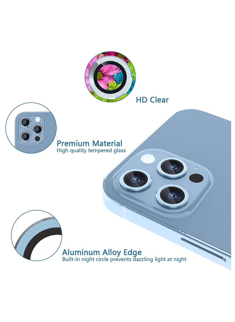 Raxoom Camera Lens Protector for iPhone 13promax Lens Protector Premium HD Tempered Glass Metal Ring Aluminium Alloy Lens Screen Cover Film - Image 2