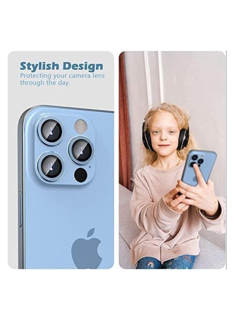 Raxoom Camera Lens Protector for iPhone 13promax Lens Protector Premium HD Tempered Glass Metal Ring Aluminium Alloy Lens Screen Cover Film - Image 4