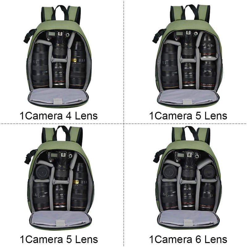 CADeN Camera Backpack Bag Professional for DSLR/SLR Mirrorless Camera Waterproof, Camera Case Compatible for Sony Canon Nikon Camera and Lens Tripod Accessories Green - Image 4