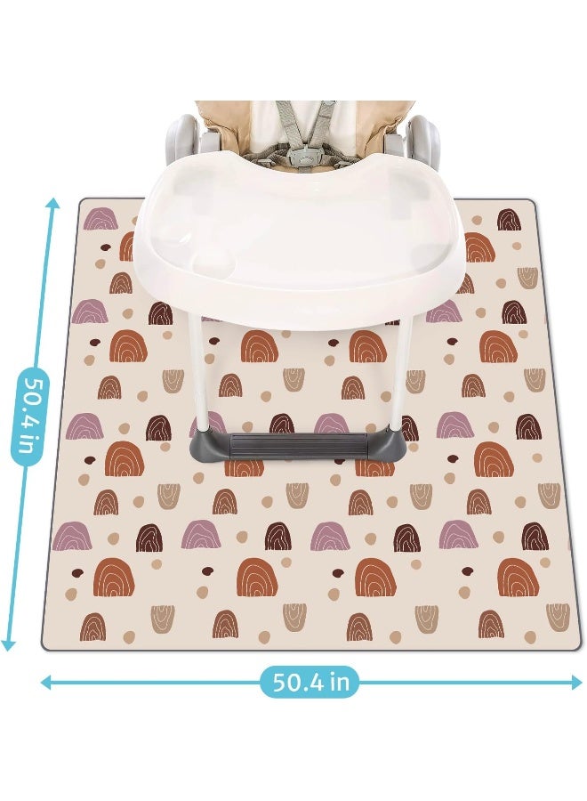 Blissful Diary Baby Splat Mat for Under High Chair, 51 x 51 Inch Boho Splash, Waterproof and Washable Spill Mat, Anti-Slip Floor Protector - Image 3