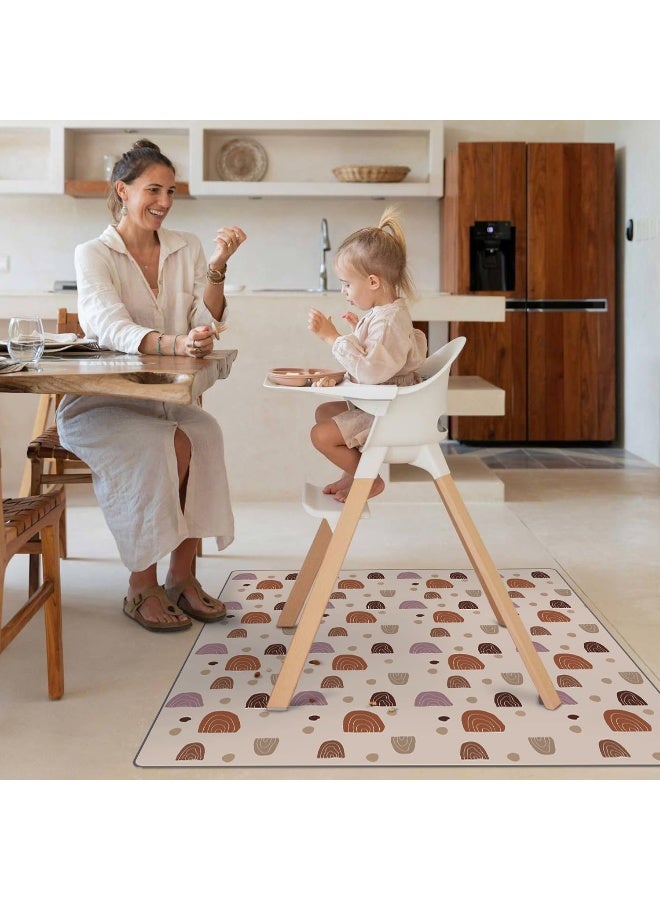 Blissful Diary Baby Splat Mat for Under High Chair, 51 x 51 Inch Boho Splash, Waterproof and Washable Spill Mat, Anti-Slip Floor Protector - Image 4