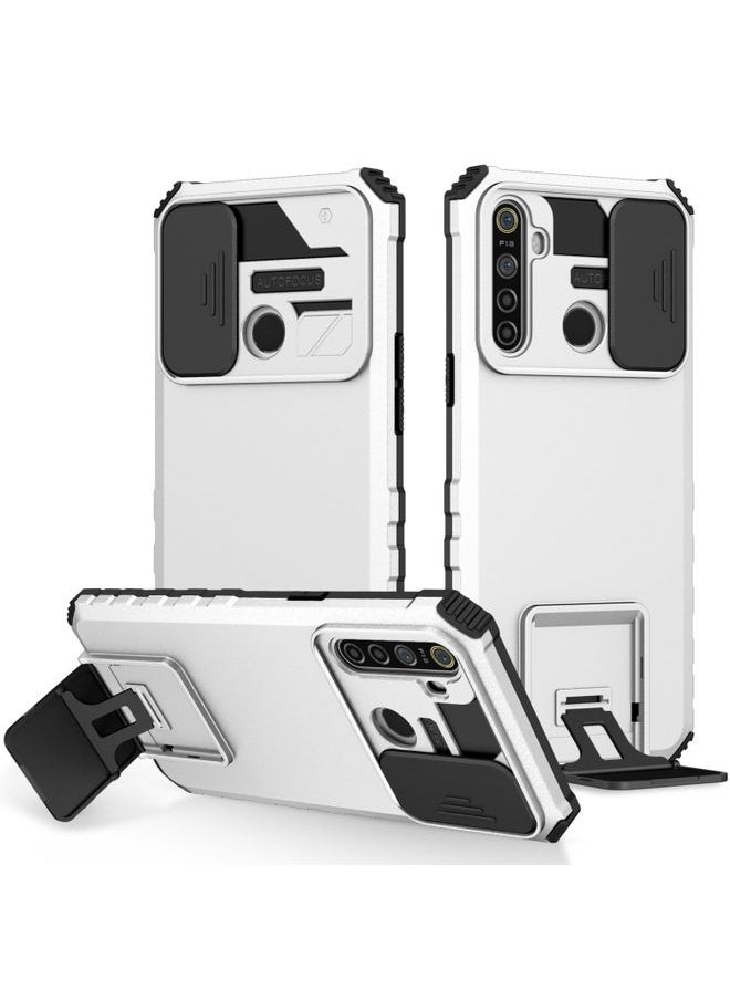 HuHa Case Cover For Realme 5 / 5i / C3 Stereoscopic Holder Sliding Camshield Phone Case White 