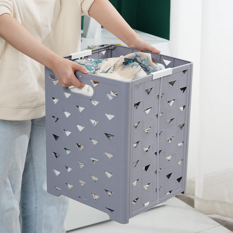 Ndola Folding dirty clothes basket household dirty clothes engraving bathroom finishing storage basket bathroom laundry storage basket square clothes basketPack of 1 - Image 4