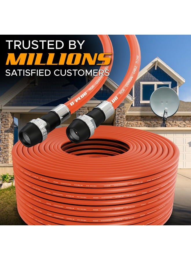 G-PLUG RG6 Coaxial Cable 50FT – Quad Shielded, Waterproof, 75 Ohm with F-Type Connectors, High-Speed for HDTV, Satellite, Internet, Indoor/Outdoor Use - Image 5