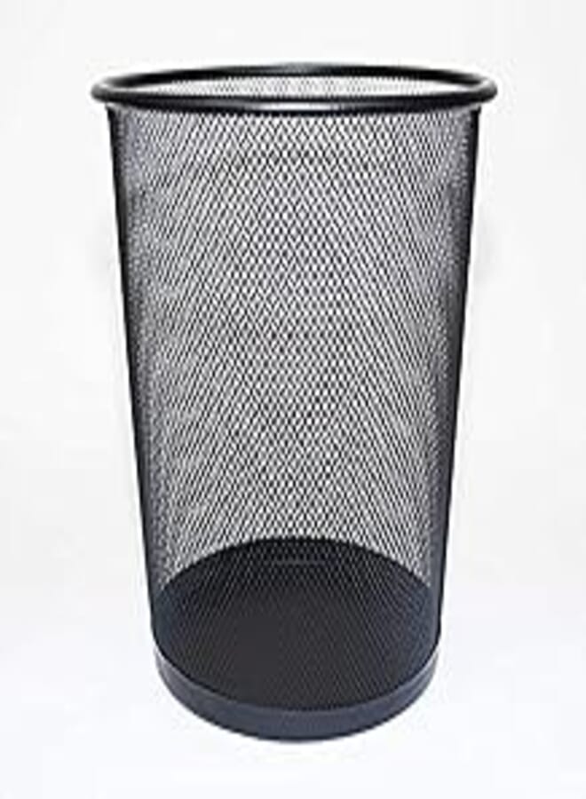 Metal Office Trash Bin, Black - 28x26cm