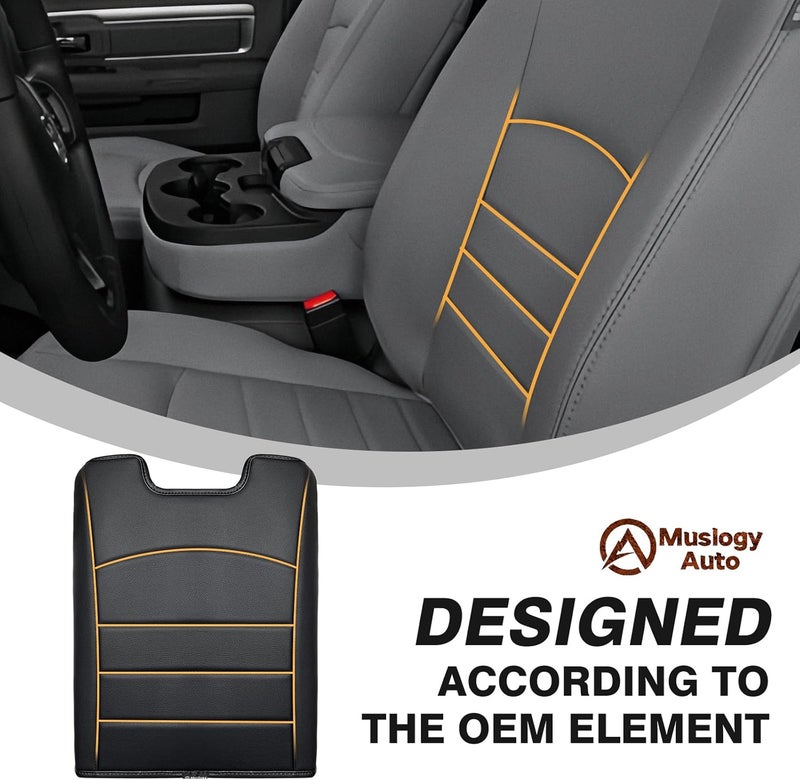 Muslogy غطاء مسند الذراع للكونسول الوسطي مناسب لـ Dodge Ram 1500 2013-2018 وRam 2500/3500 2013-2026، إكسسوارات، وسادة مسند ذراع مريحة، وسادة غطاء الكونسول، جلد نباتي، سمك عادي (للمقعد القفز فقط). - Image 5
