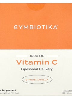 Cymbiotika Vitamin C Liposomal Delivery Citrus Vanilla 1000 mg 30 Pouches 15 ml Each 