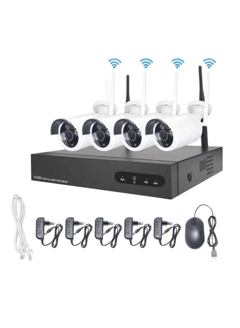 طقم تسجيل فيديو لاسلكي 4 قنوات – كاميرات مراقبة IP خارجية 2 ميجابكسل عالية الدقة - Image 1