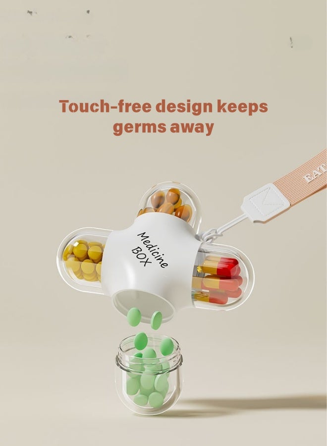 4 Compartment Pill Organizer with Wrist Strap, Portable Cross Shape Daily Medicine Case, Leak-Proof Silicone Seal, Food-Grade PP Compact Holder for Pills & Supplements - Image 5