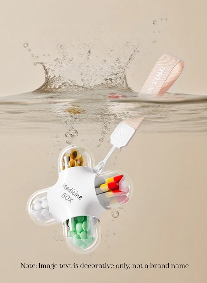 4 Compartment Pill Organizer with Wrist Strap, Portable Cross Shape Daily Medicine Case, Leak-Proof Silicone Seal, Food-Grade PP Compact Holder for Pills & Supplements - Image 2