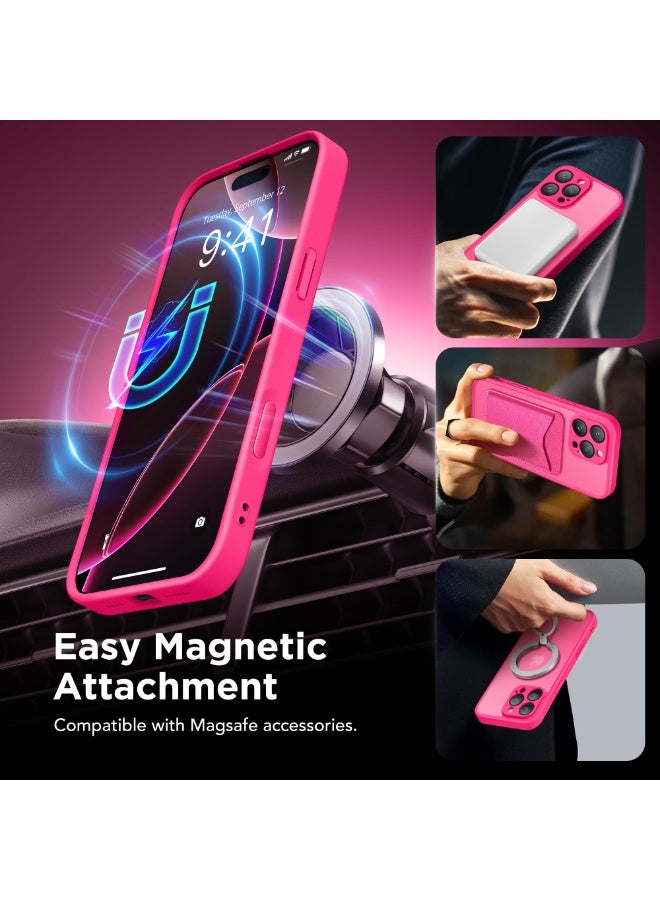 جولبينبوكس جراب مغناطيسي لهاتف iPhone 16 Pro Max مع زر للتحكم في الكاميرا، متوافق مع MagSafe، [حماية كاملة للكاميرا] [واقي شاشة للخصوصية] غطاء هاتف شفاف غير لامع غير قابل للانزلاق لهاتف iPhone 16 ProMax (وردي ساخن) - Image 3