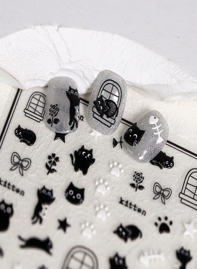 Dedyel 5D Embossed Cute Cat Nail Art Stickers Cartoon Kawaii Design Anime Self Adhesive Nail Stickers for Women Kids Girls Nails Art Decorations - Image 5