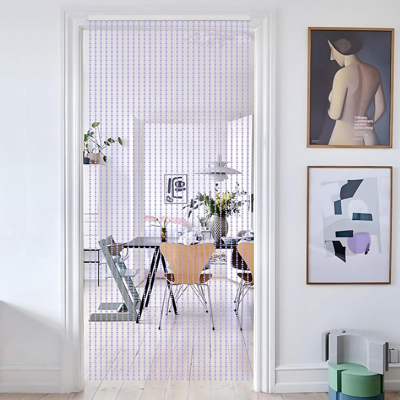 Boshen Crystal Beaded Curtain, 35.5 x 79 Inches Acrylic Hanging Door Beads String Curtain, 30 Strands Room Divider for Doorway Window Living Room Bedroom Decor, Lozenge Pattern-Purple - Image 5
