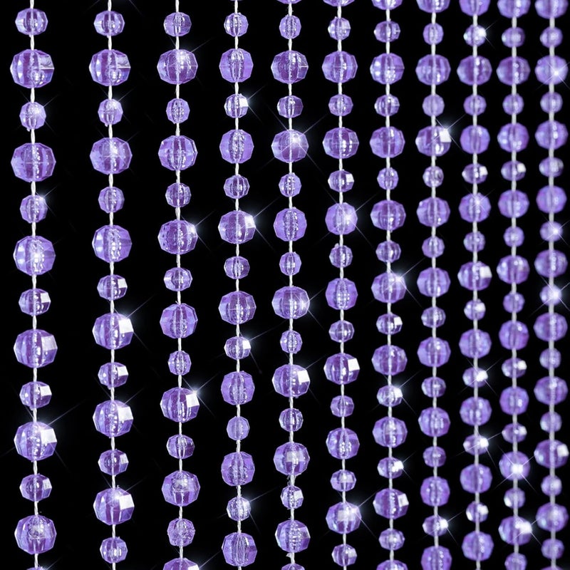 Boshen Crystal Beaded Curtain, 35.5 x 79 Inches Acrylic Hanging Door Beads String Curtain, 30 Strands Room Divider for Doorway Window Living Room Bedroom Decor, Lozenge Pattern-Purple - Image 1