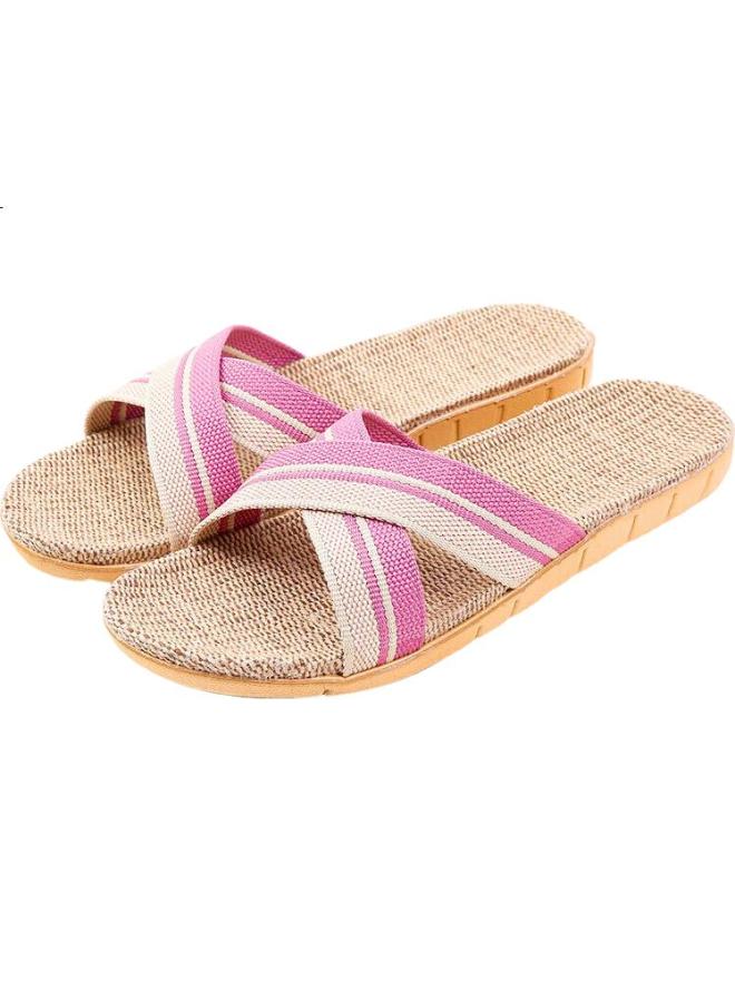 Pull Back Huili Home Linen Slippers For Men And Women, Casual, Sweat-Absorbing, Dry, Comfortable, Wear-Resistant, Floor Slippers, Hl2187, Pink, Size 37-38 - Image 2