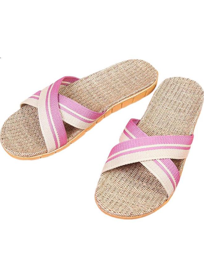 Pull Back Huili Home Linen Slippers For Men And Women, Casual, Sweat-Absorbing, Dry, Comfortable, Wear-Resistant, Floor Slippers, Hl2187, Pink, Size 37-38 - Image 3
