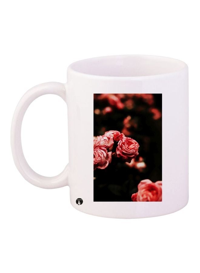 Flower Printed Coffee Mug White/Red/Black 11ounce