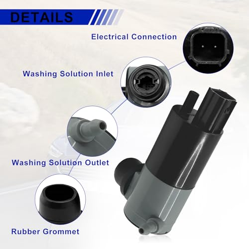 Hsbhlsnx Front/Rear 12V Windshield Washer Pump with Rubber Grommet for Chrysler Dodge RAM Ford F150 Jeep Lincoln 55077241AA 05103452AA 05011807AB 05013160AA - Image 4